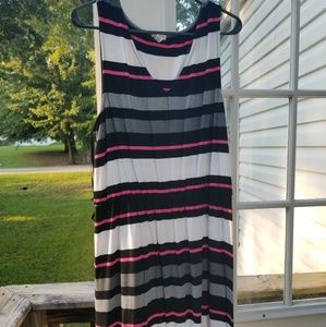 Pink, grey, black, white dress